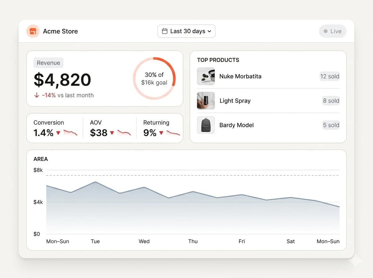 Before Shoptimity Dashboard